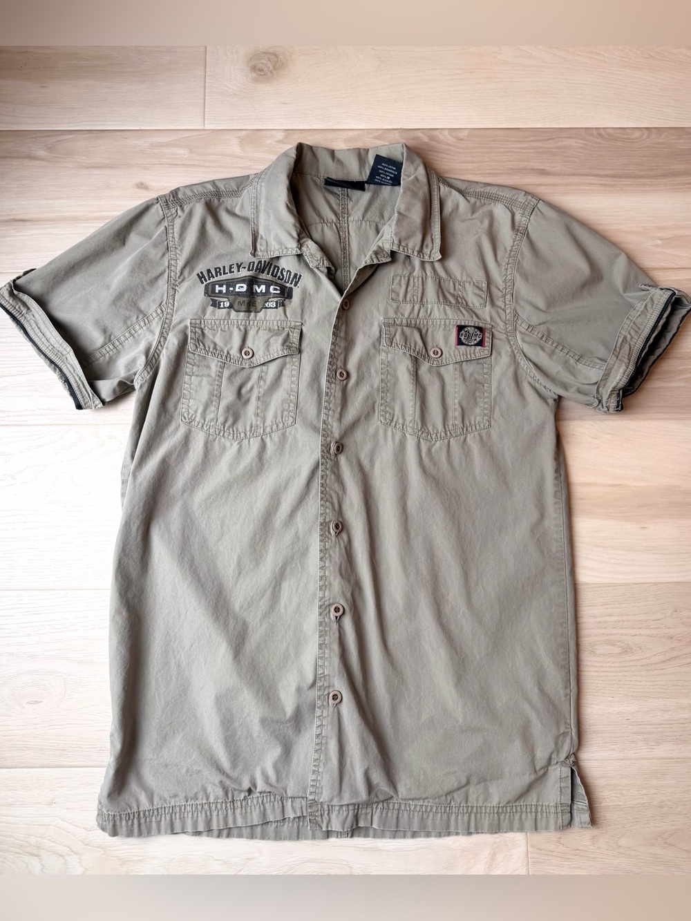 Harley Davidson HDMC Embroidered Big Back Patch Utility Work Shirt Size Medium